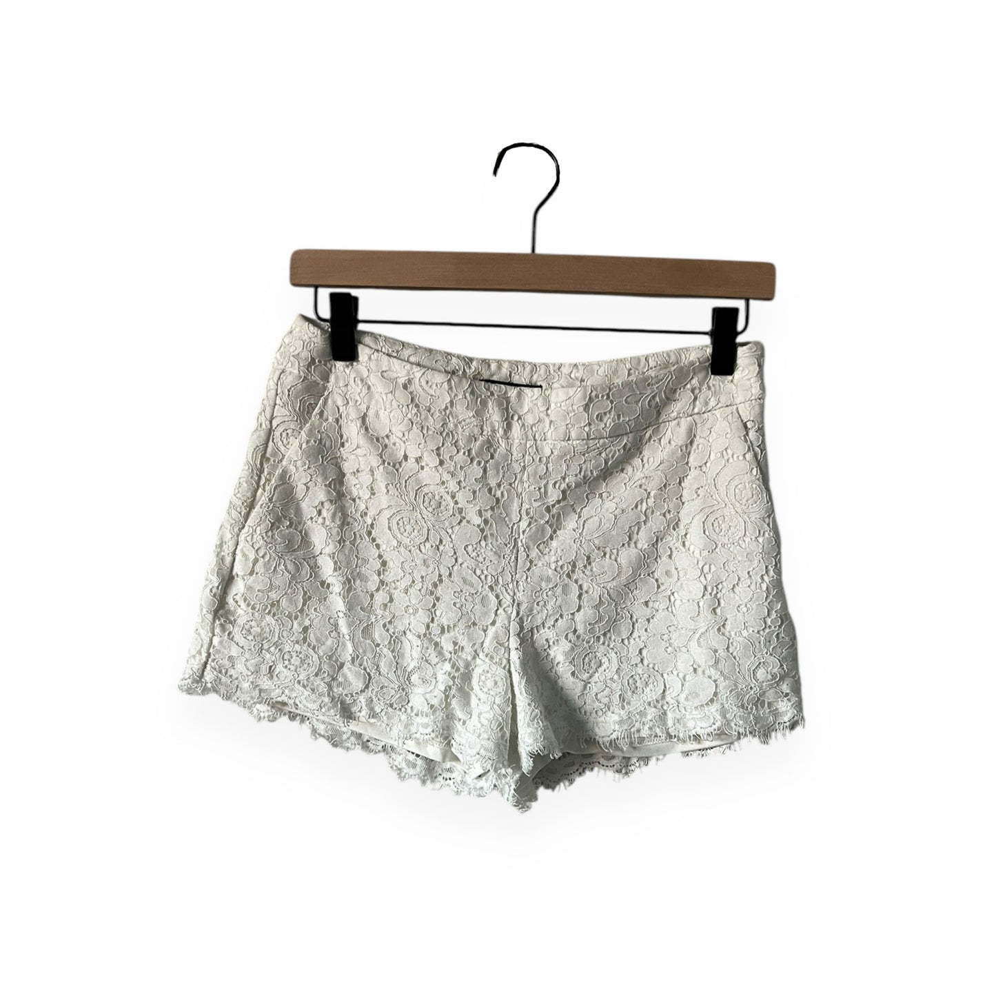 Express White High Waisted Lace Shorts