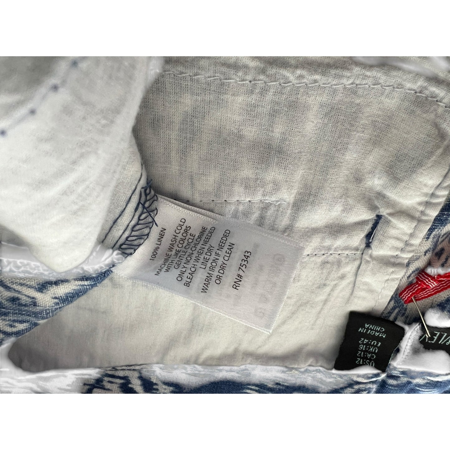 NWT Cynthia Rowley Abstract Ikat Blue Linen Shorts
