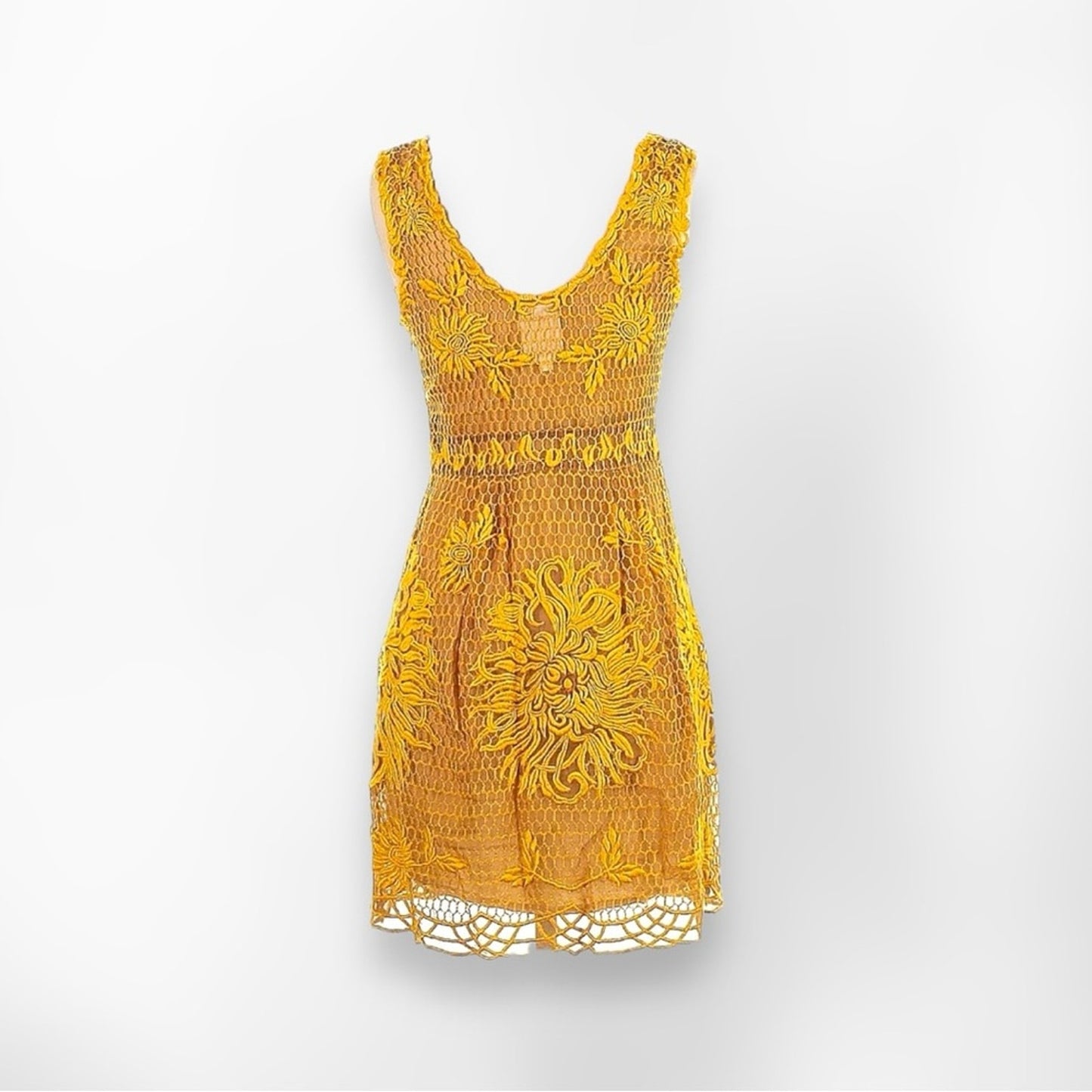 Mustard Anthropologie Honeycomb Lace Dress by Yoana Baraschi Size 4