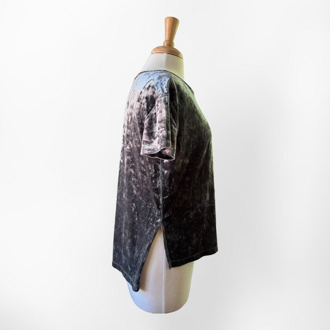 Rebecca Minkoff Alana Gray Crushed Velvet Short Sleeve Top
