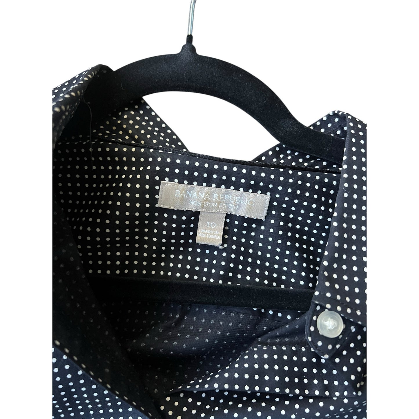 Banana Republic Factory Black and White Polka Dot Button Down