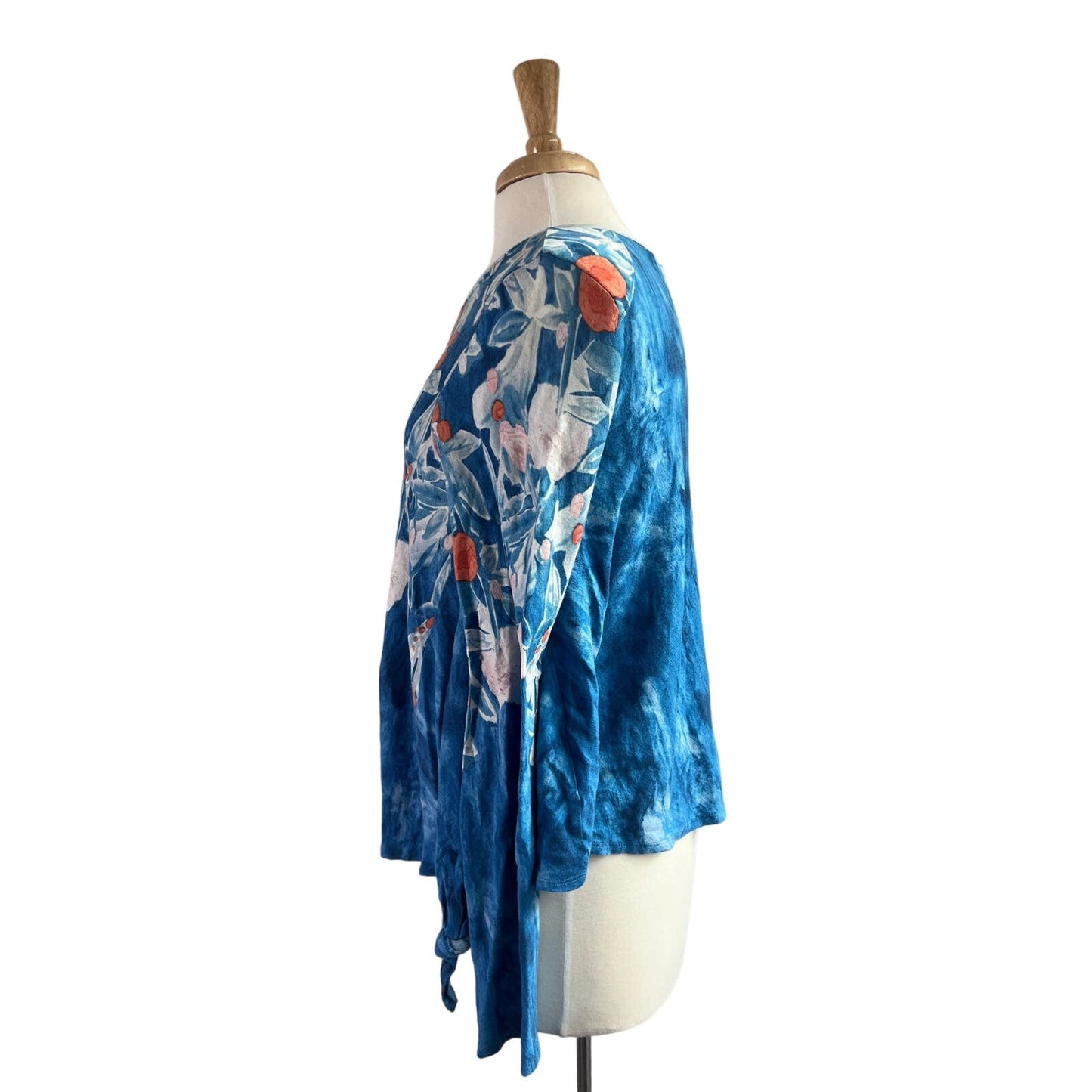 Anthropologie Meadow Rue Blue Watercolor Floral Sweater