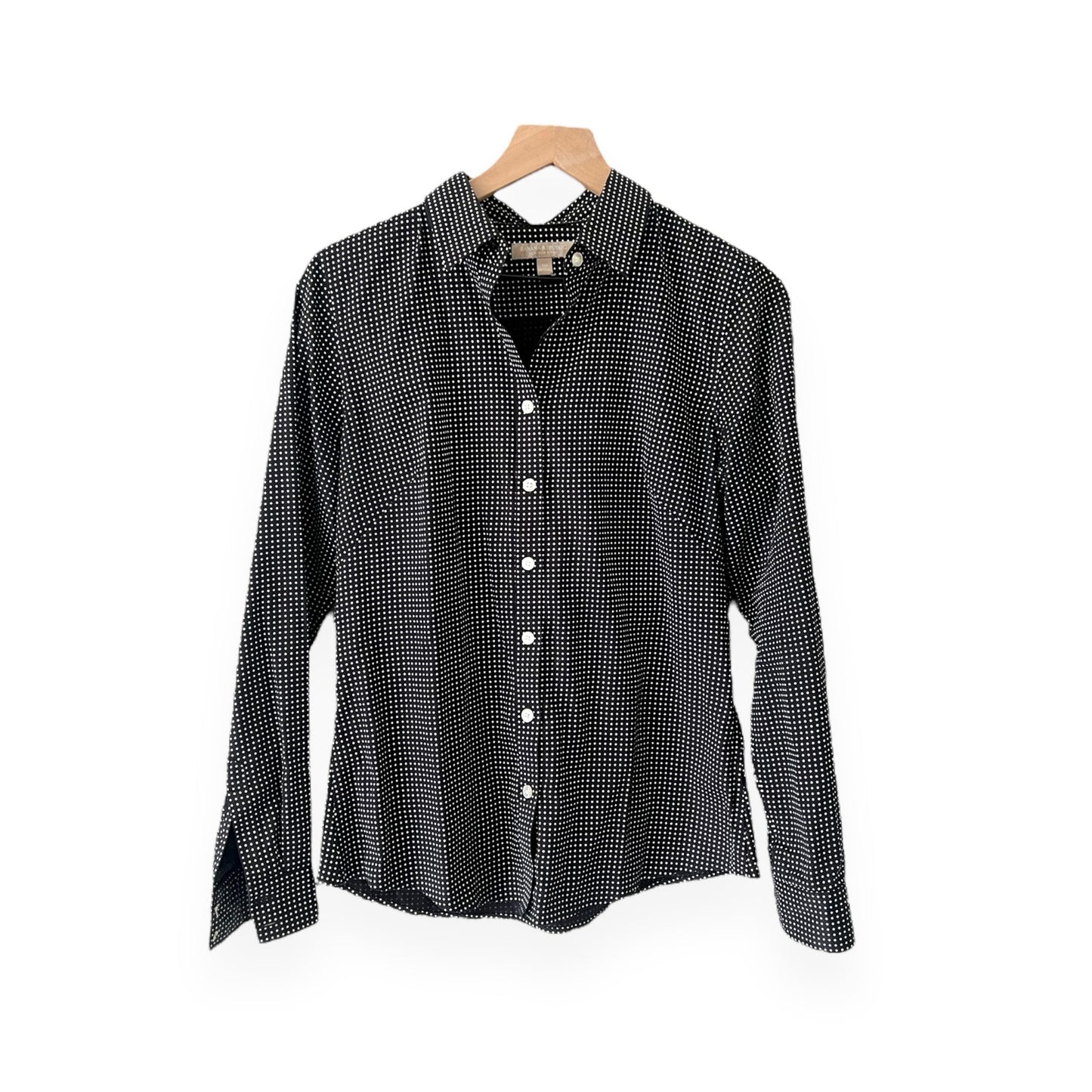 Banana Republic Factory Black and White Polka Dot Button Down