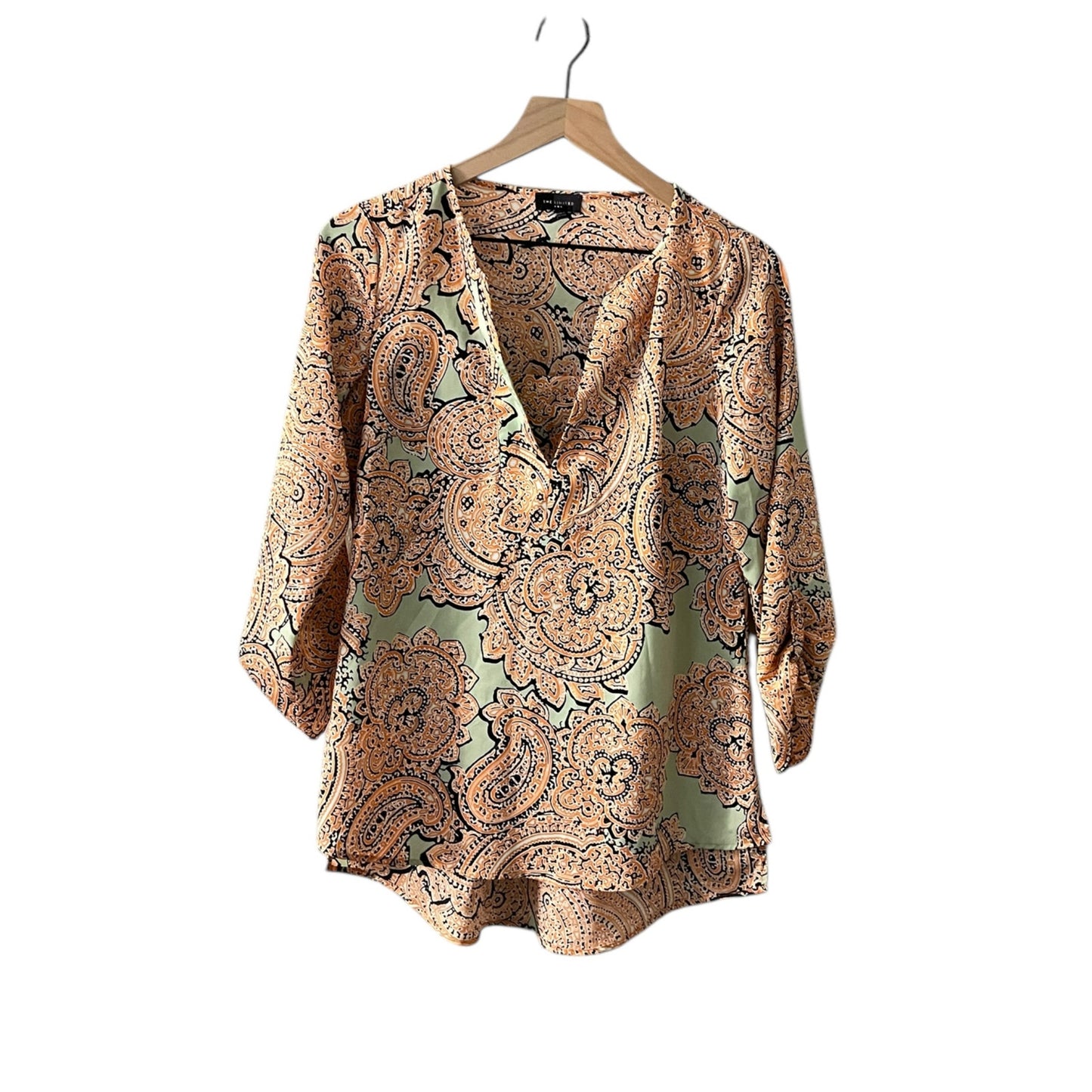 The Limited Factory Blue and Orange Paisley Blouse