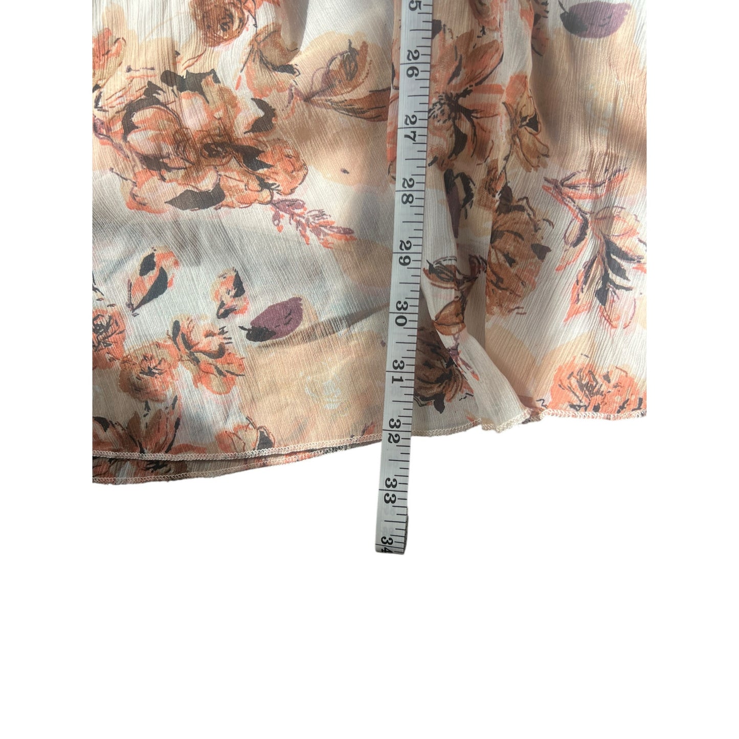 Charlotte Russe Peach Floral Bell Sleeve Dress - Size Medium