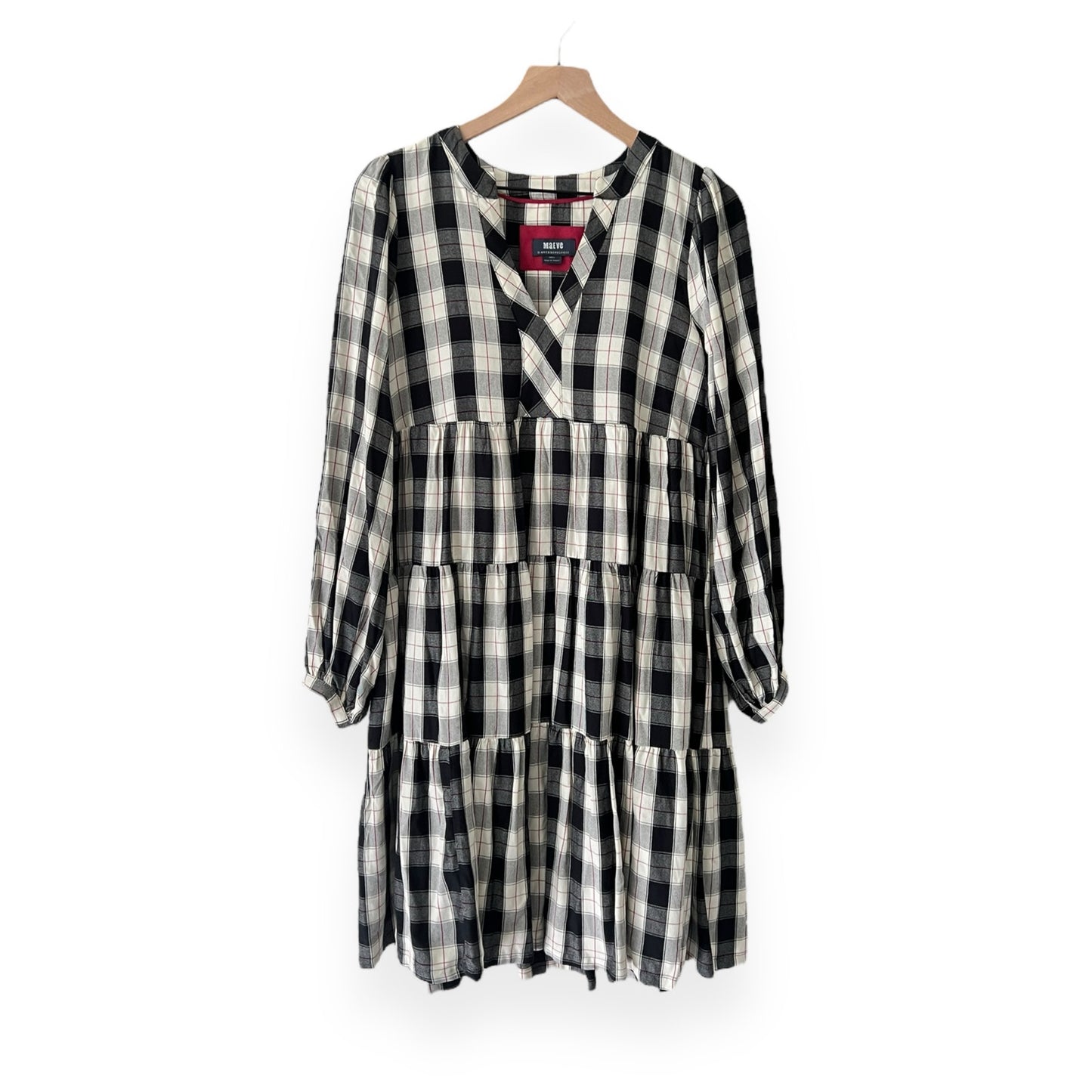 Anthropologie Amber Black & White Plaid Tiered Tunic Maeve