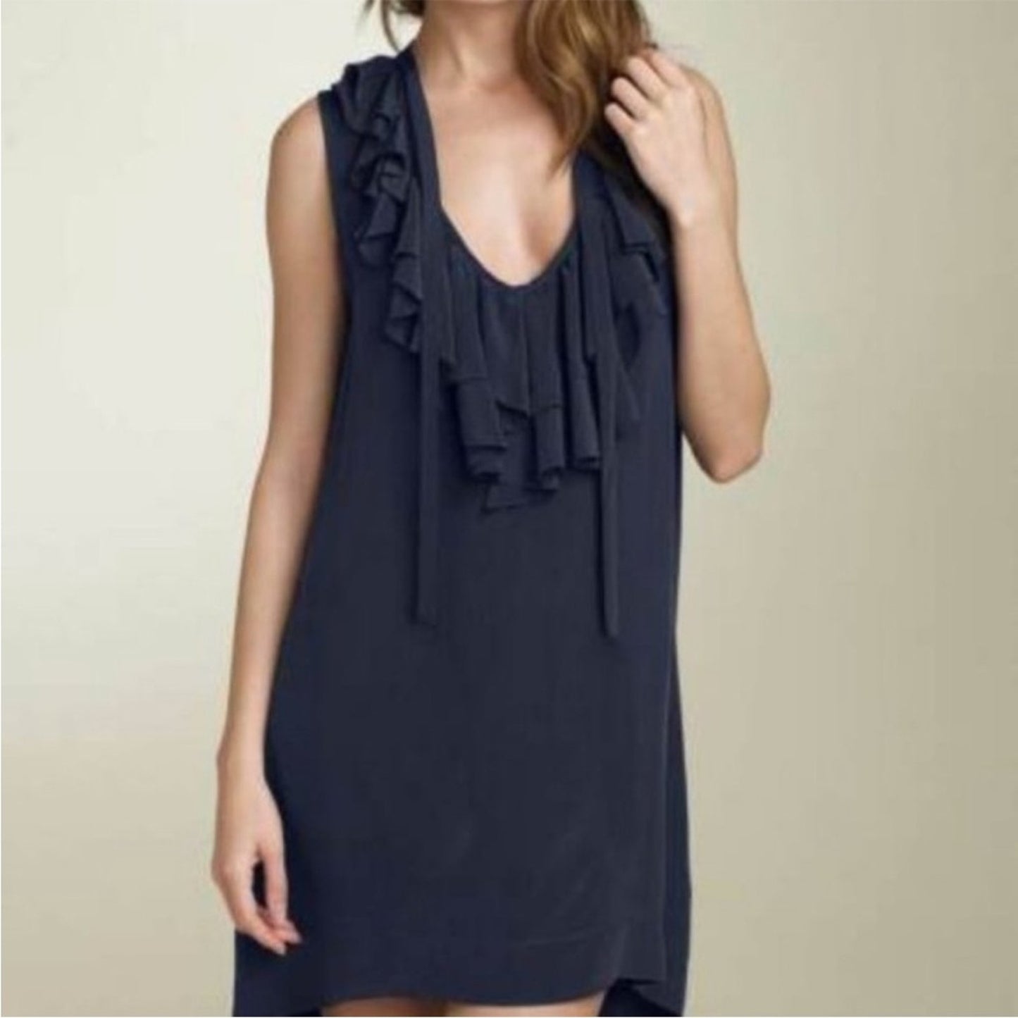 Joie Gilly Ruffle 100% Silk Dress Black Sz XS