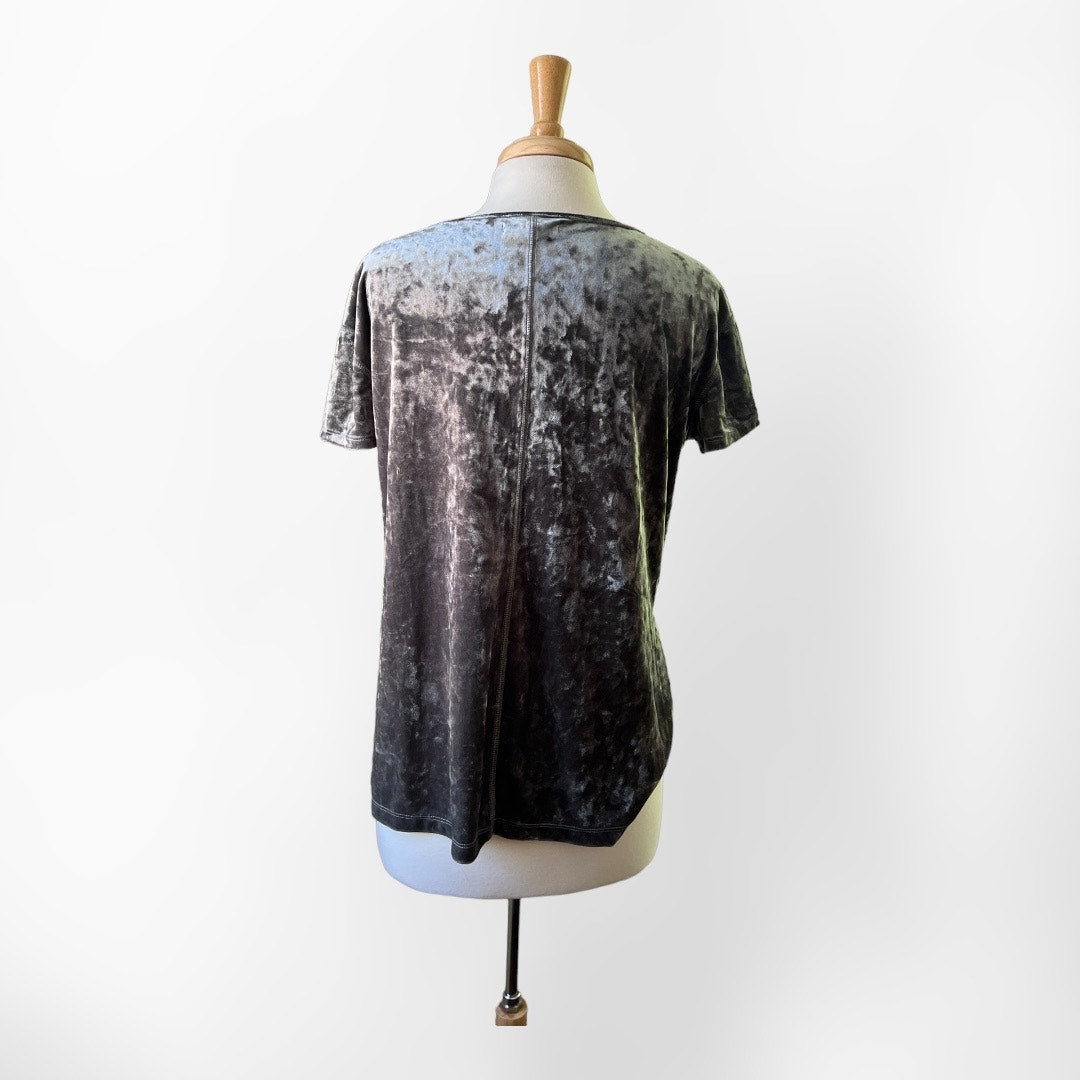 Rebecca Minkoff Alana Gray Crushed Velvet Short Sleeve Top