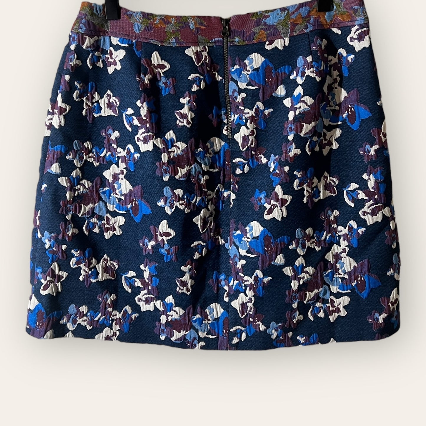 Anthropologie Cardana Maeve Blue Jacquard Floral Pencil Skirt