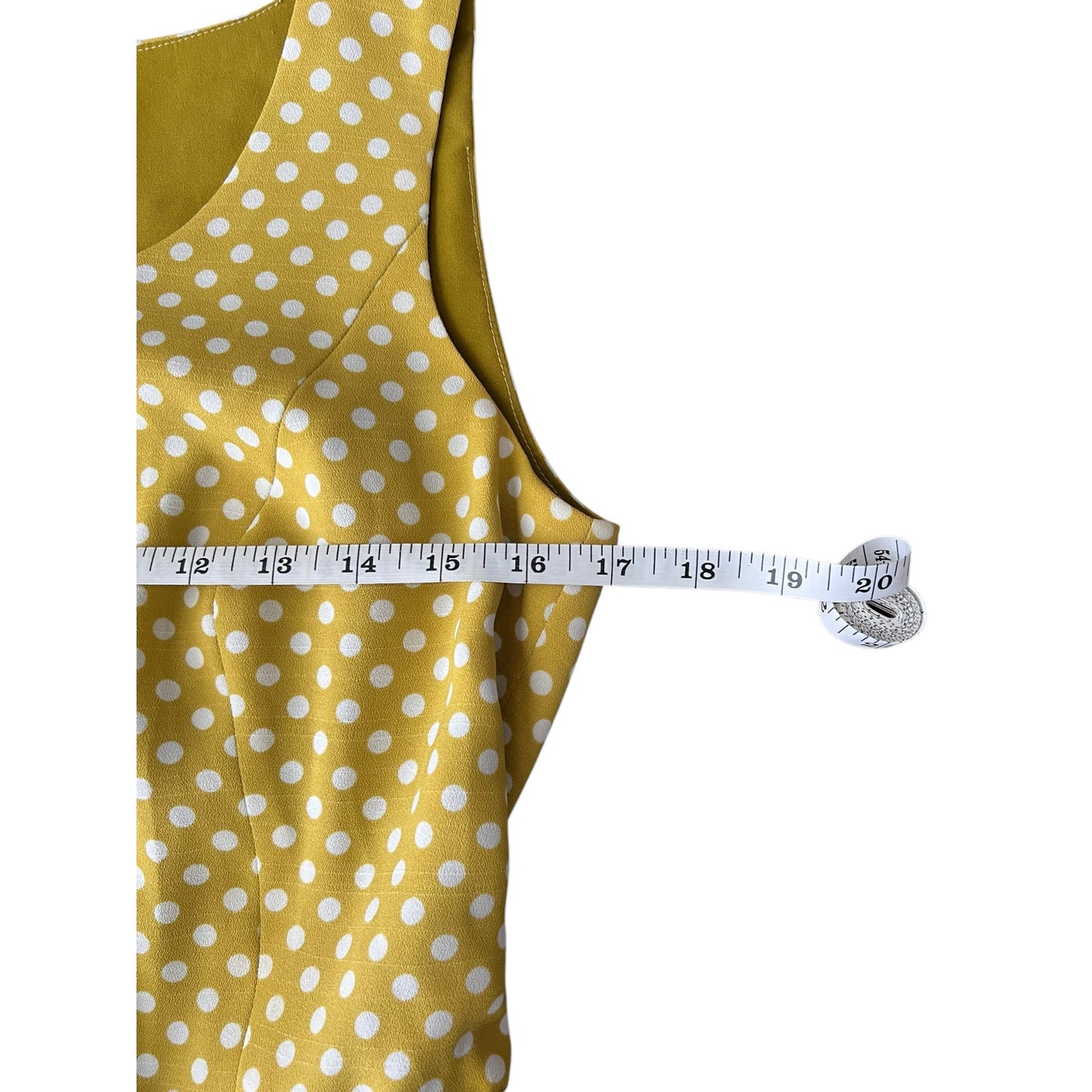 Vintage Mustard Yellow Polka Dot Fit & Flare Dress Retro Sleeveless Bow Size 8