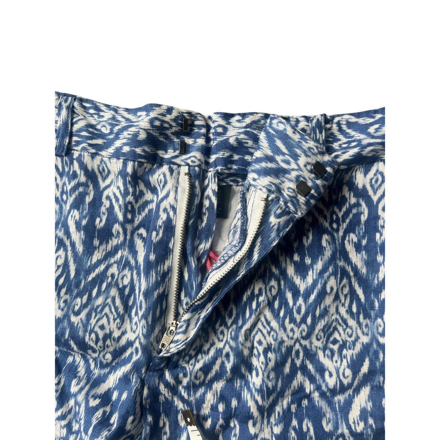 NWT Cynthia Rowley Abstract Ikat Blue Linen Shorts