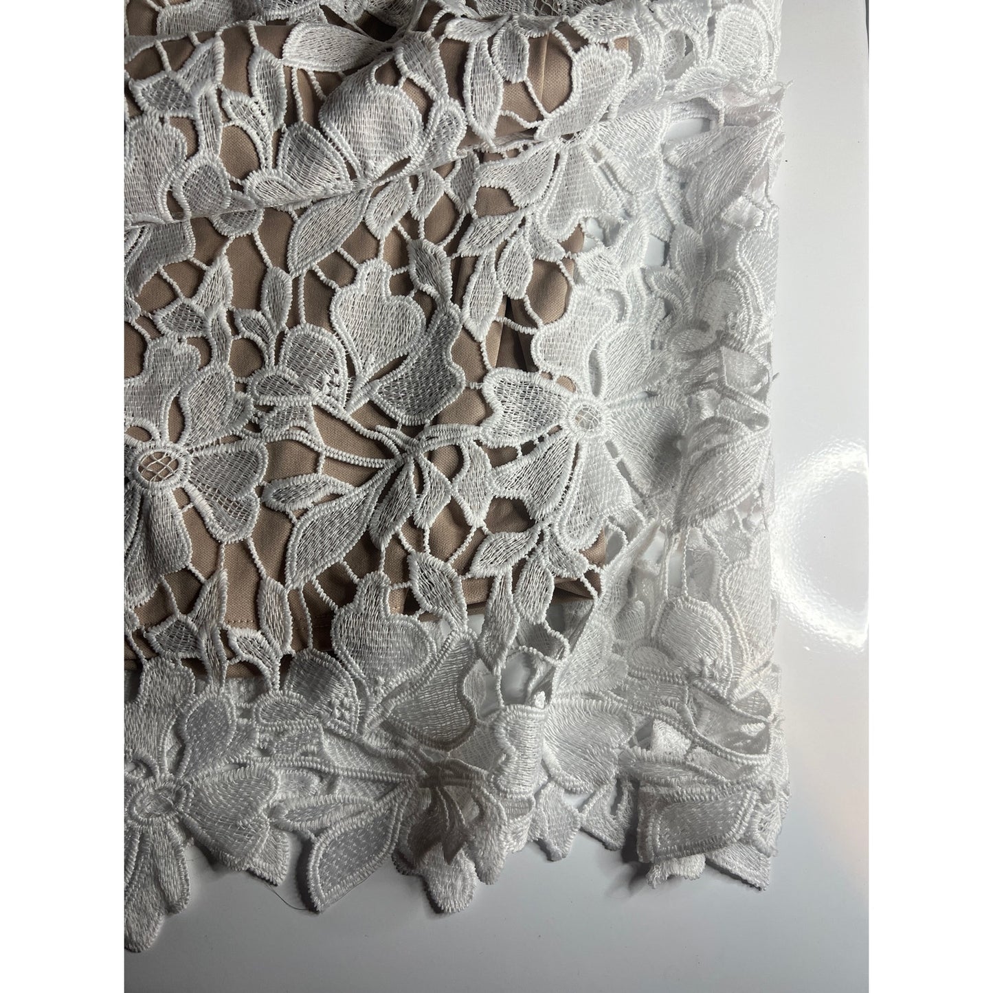 Necessary Objects Nude and White Lace Dress