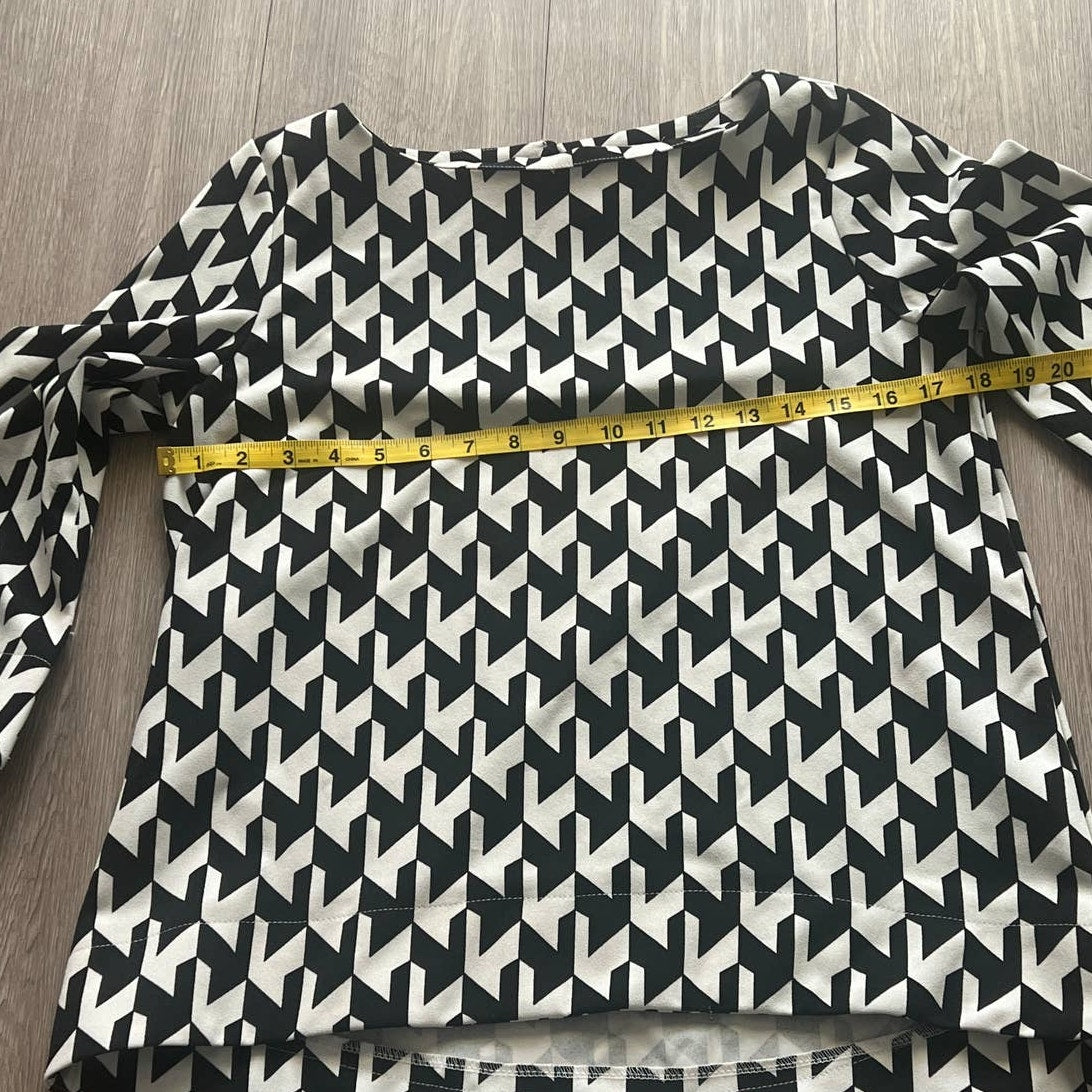 Melloday Houndstooth Hi-Low 3/4 Sleeve Blouse