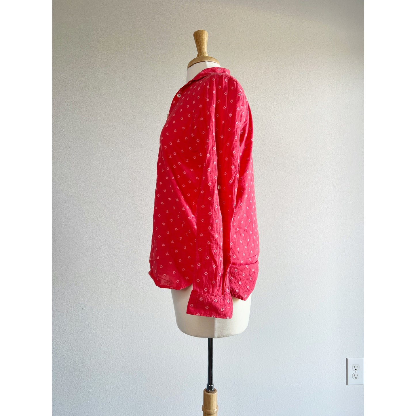 Ann Taylor LOFT Red Diamond Embroidered The Softened Shirt