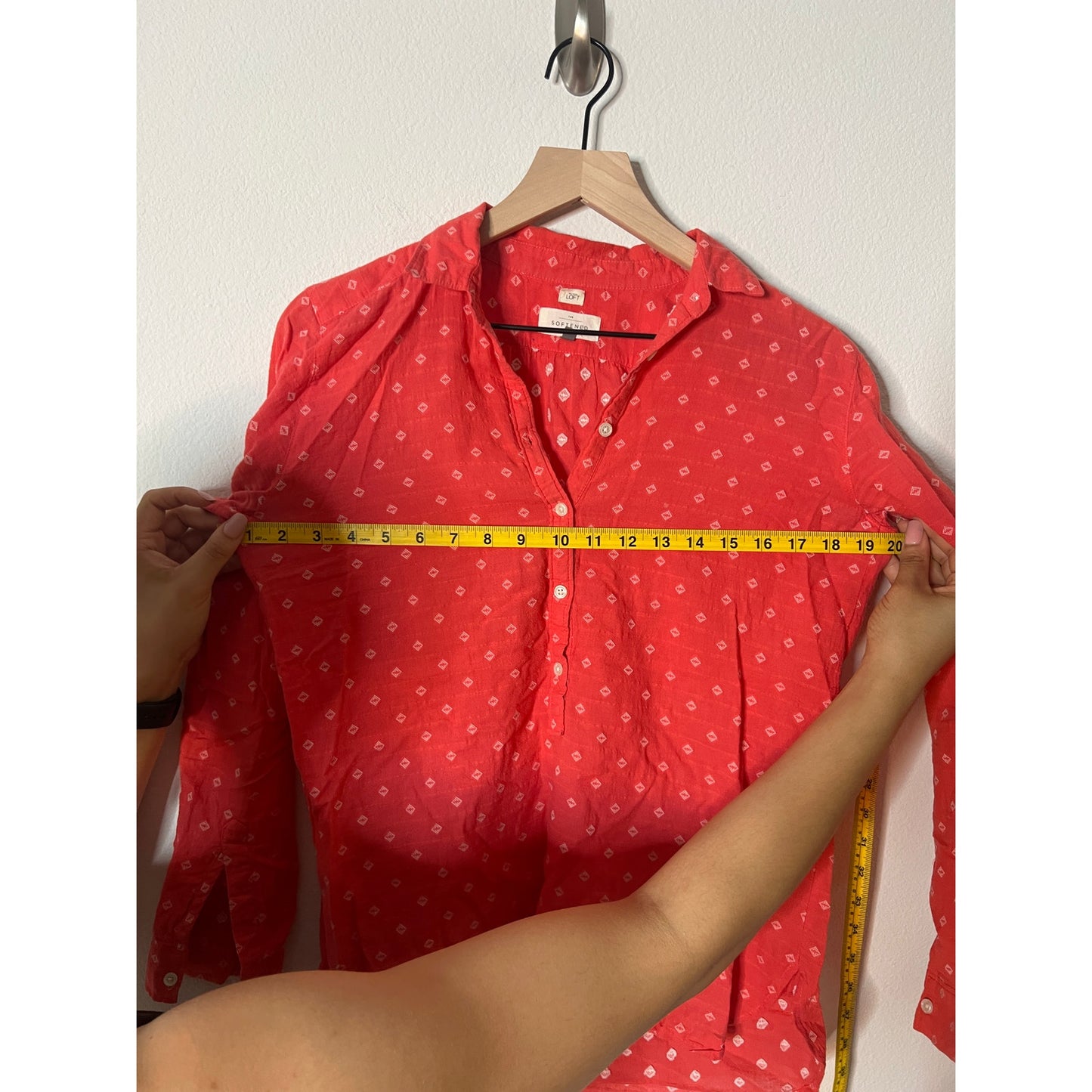 Ann Taylor LOFT Red Diamond Embroidered The Softened Shirt