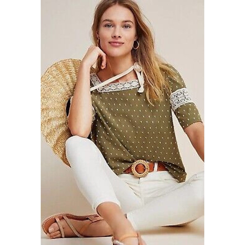 Anthropologie Maeve Venezia Texture Lace Boho Top