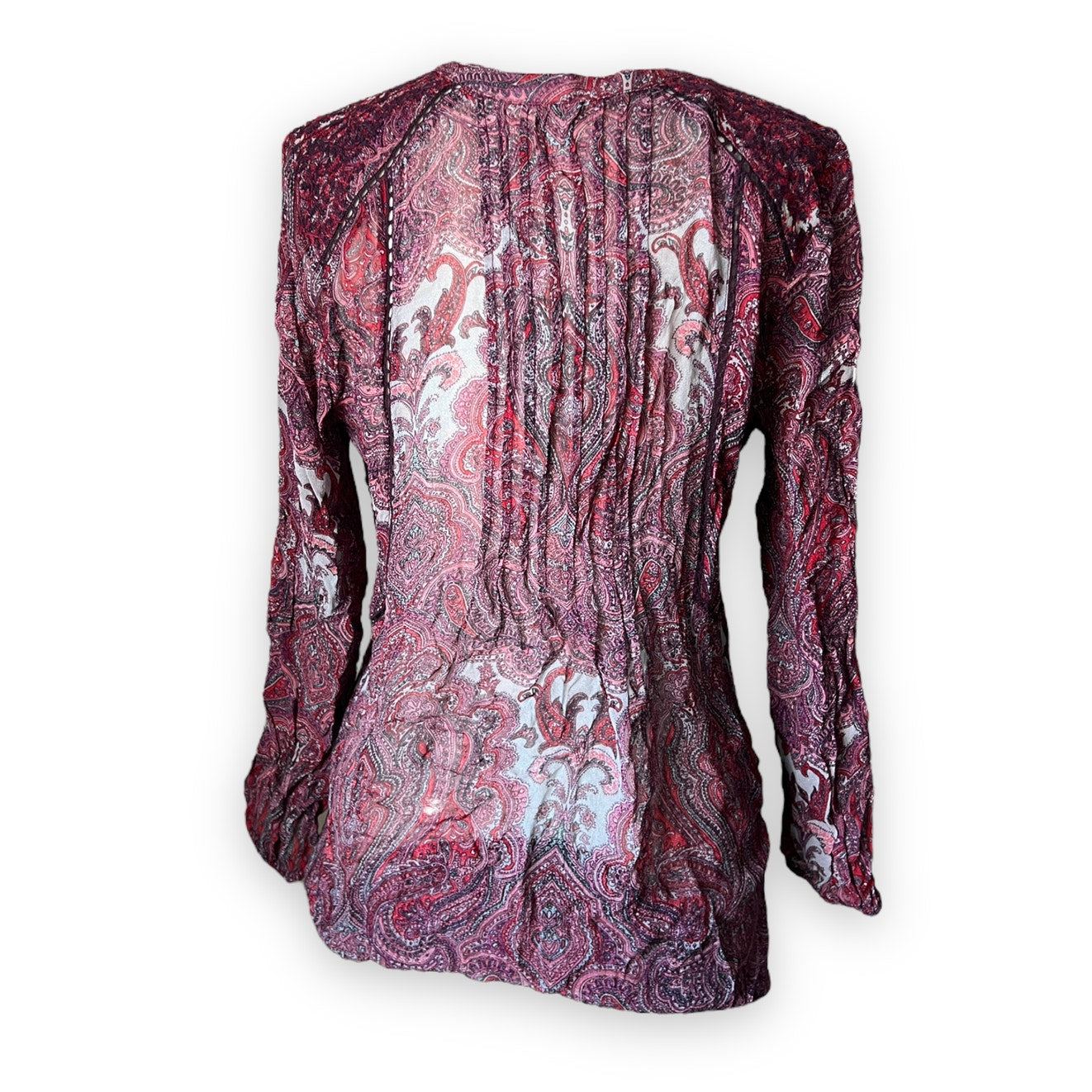 Lucky Brand Boho Magenta Paisley Blouse