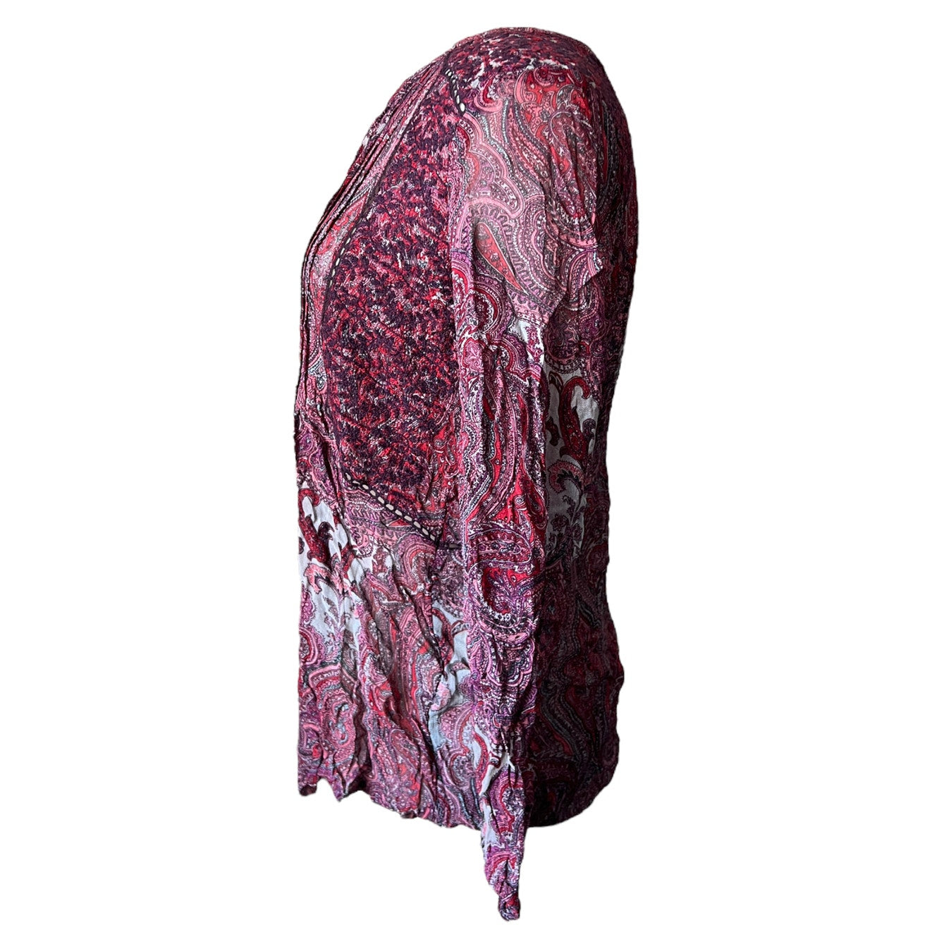 Lucky Brand Boho Magenta Paisley Blouse