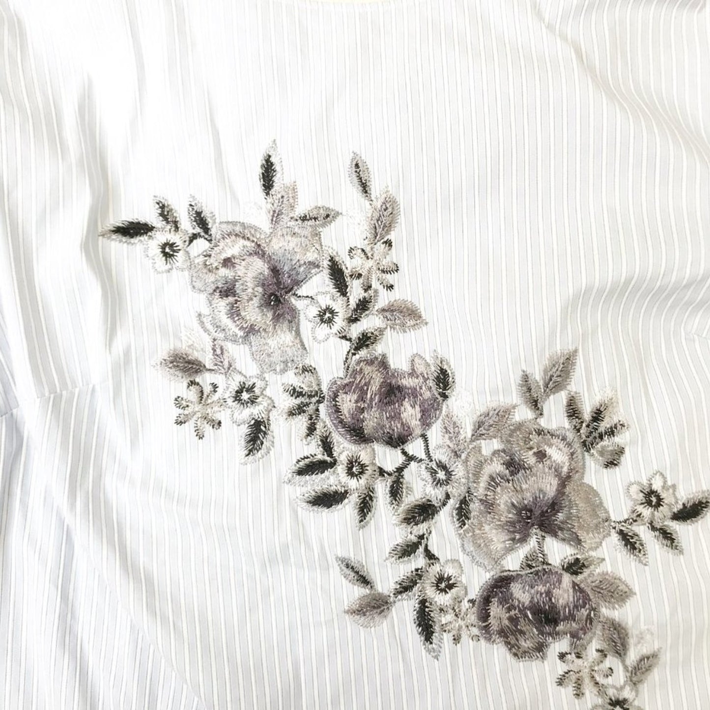 White House Black Market Blue Pinstripe Blouse
