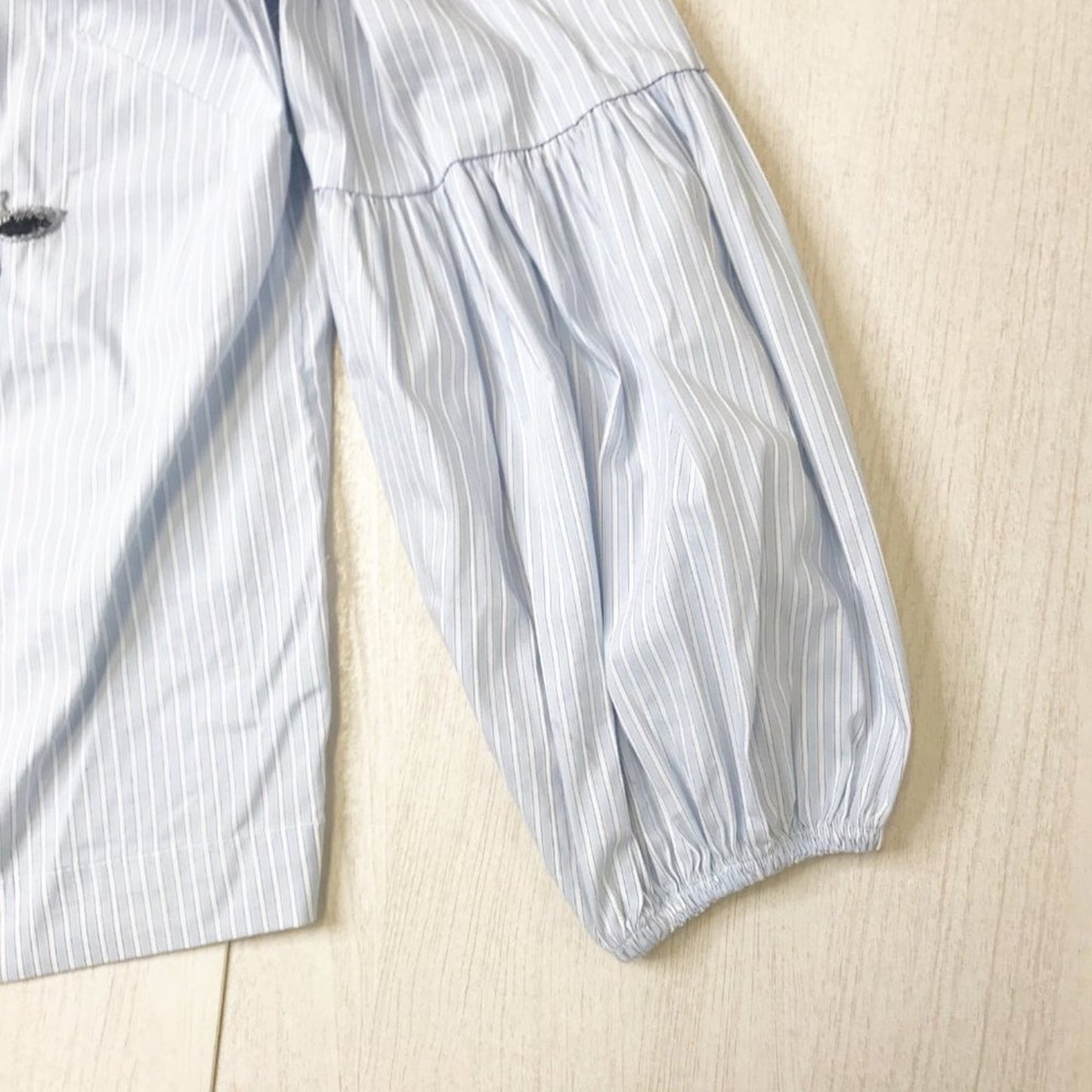 White House Black Market Blue Pinstripe Blouse