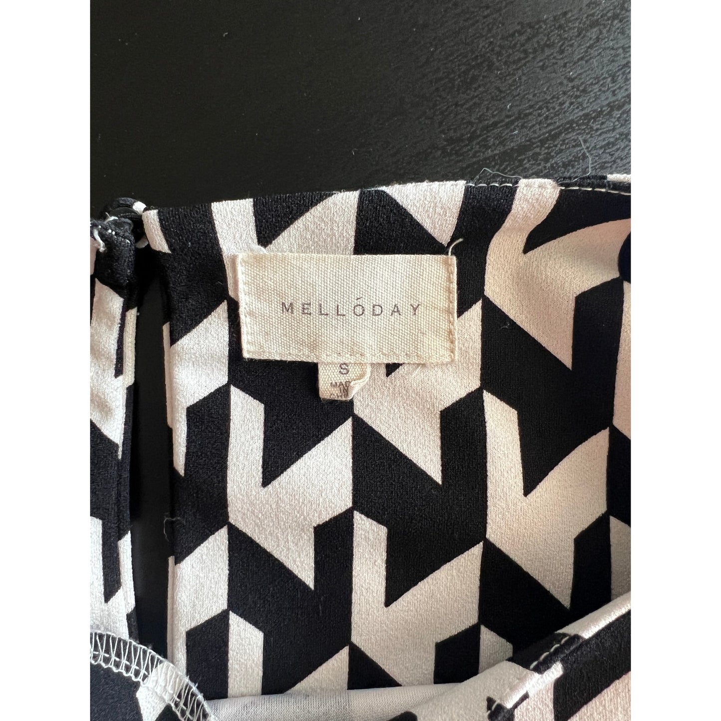 Melloday Houndstooth Hi-Low 3/4 Sleeve Blouse