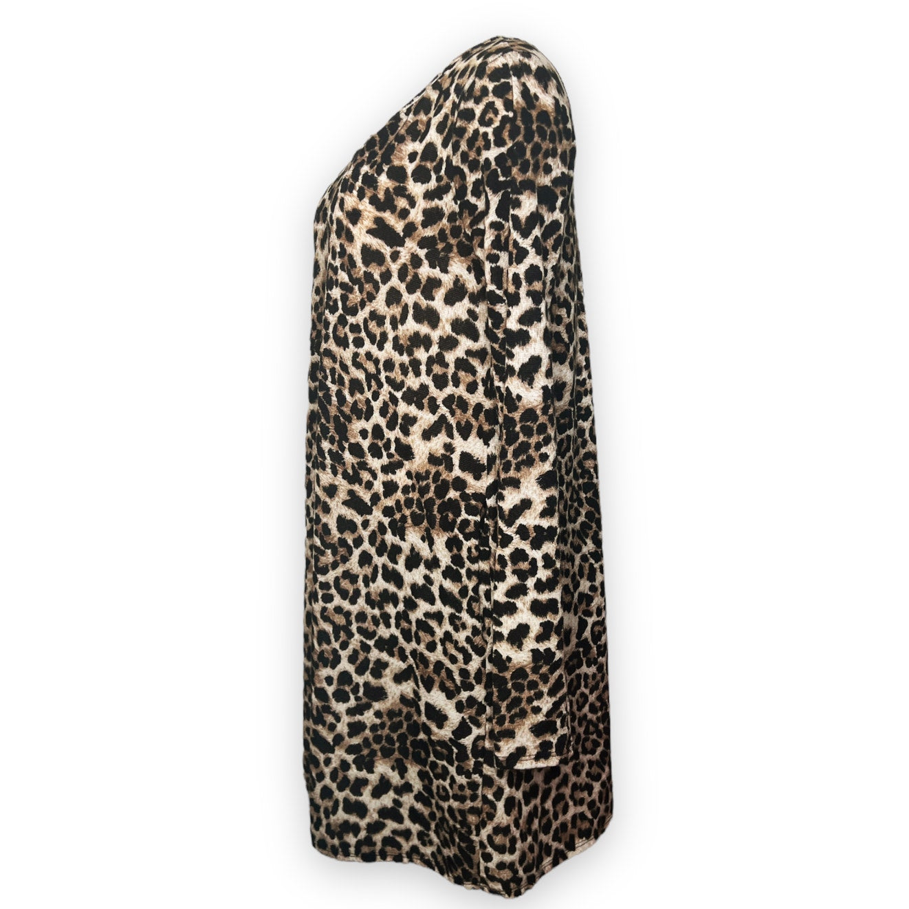MTS Brown and Black Leopard Print Long Sleeve Swing Dress