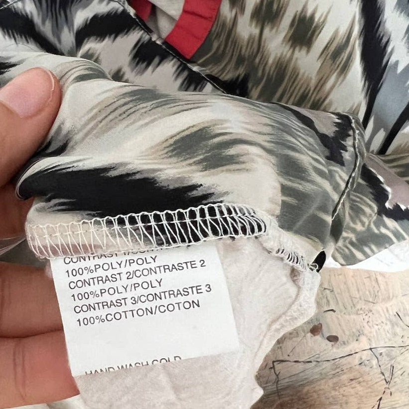 Tiny Gray and White Ikat Top