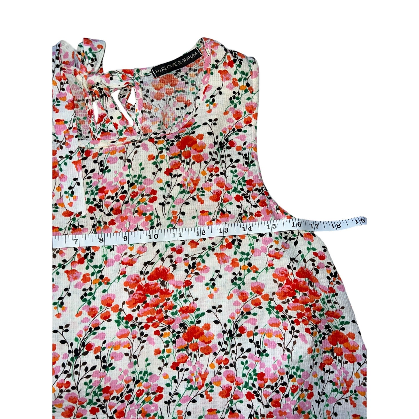 Harlowe & Graham Cream and Pink Floral Drop Waist Tank Top