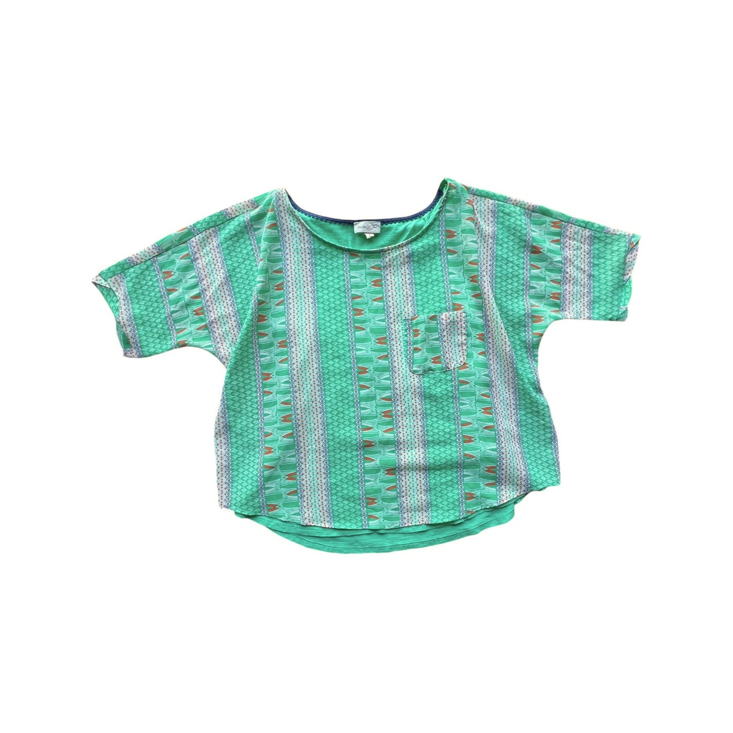 Anthro Meadow Rue Teal Light Green Short Sleeve Top