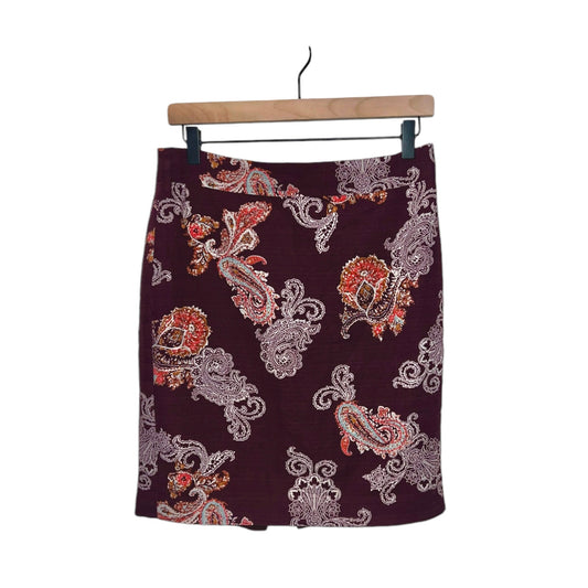 Ann Taylor Factory Burgundy Paisley Pencil Skirt