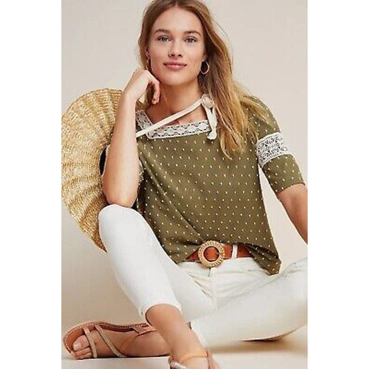 Anthropologie Maeve Venezia Texture Lace Boho Top