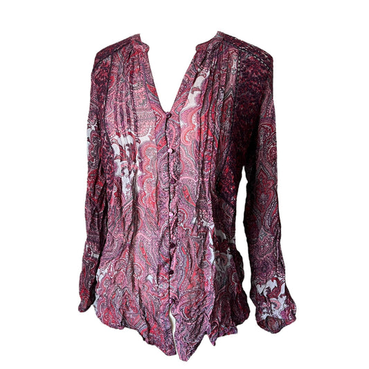 Lucky Brand Boho Magenta Paisley Blouse